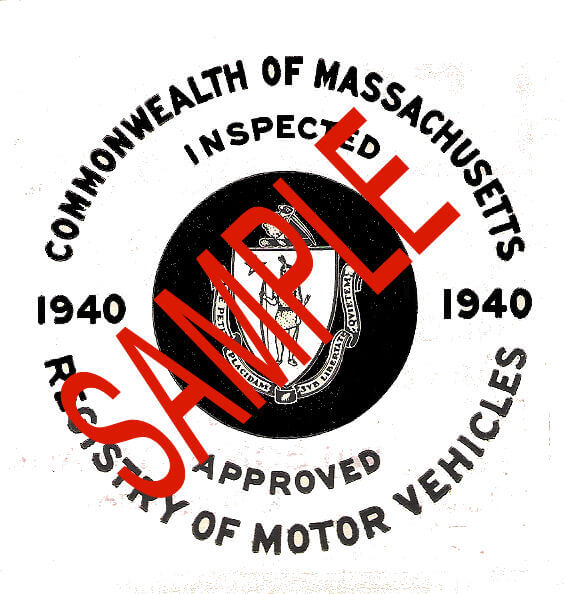 Modal Additional Images for 1940 Massachusetts FALL Inspection Sticker